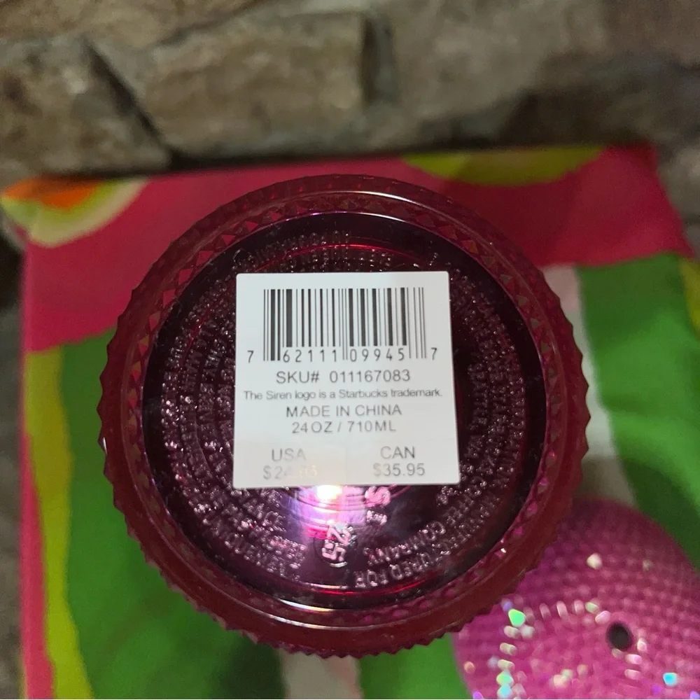 NWT STARBUCKS Pink Bling Studded Frappuccino Dome Tumbler 24oz 710ML 2025